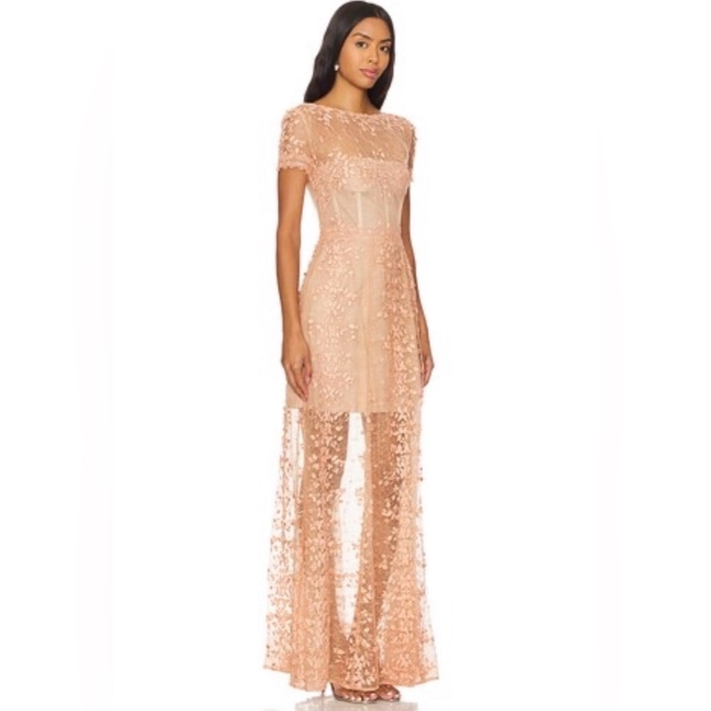 Bronx And Banco New Megan Cap Sleeve Sheer Lace Gown Size L / US 8 - Picture 7 of 16